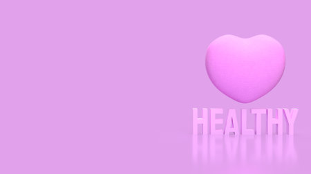 Healthy text and pink heart image 3d Rendering.の写真素材
