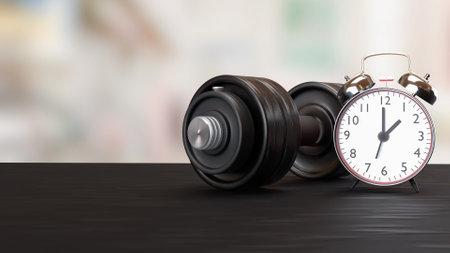 A dumbbell is a handheld weight used in strength training and fitness exercises to build muscle, tone, and endurance.の写真素材