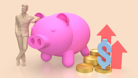 Piggy Bank and coins for Business concept 3d Rendering.の写真素材