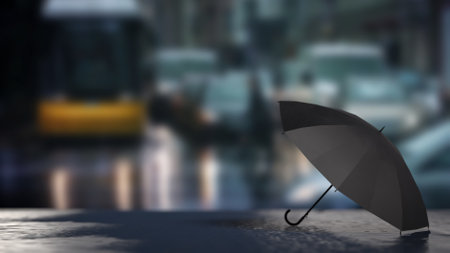 Black umbrella for rainy concept 3d Rendering.の写真素材