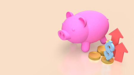 Piggy Bank and coins for Business concept 3d Rendering.の写真素材