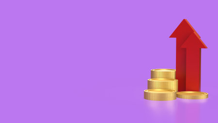 Arrow and coins for Business concept 3d rendering.の写真素材