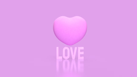 Love  text and Pink Heart   for  romance concept 3d Rendering.の写真素材