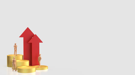 Arrow and coins for Business concept 3d rendering.の写真素材