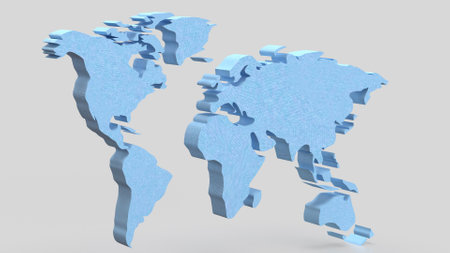 Blue world map for travel or Business concept 3d Rendering.の写真素材