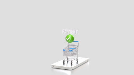 Green sphere and icon on Mobile  3d Rendering.