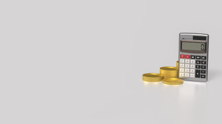 Calculator and coins for business concept 3d Rendering.の写真素材