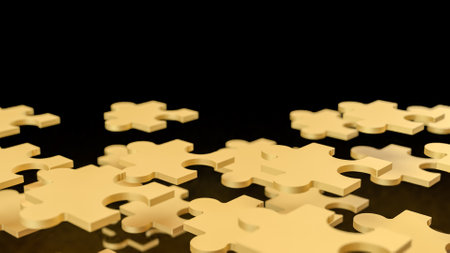 Jigsaw business represents different parts of a company or strategy coming together like puzzle pieces to form a complete picture.の写真素材