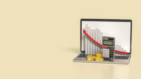 Calculator and coins for business concept 3d Rendering.の写真素材