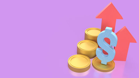 Dollar symbol and coins for Business concept 3d Rendering.