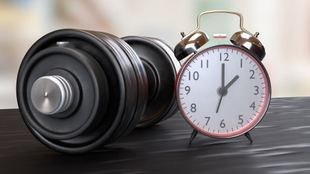 A dumbbell is a handheld weight used in strength training and fitness exercises to build muscle, tone, and endurance.の写真素材