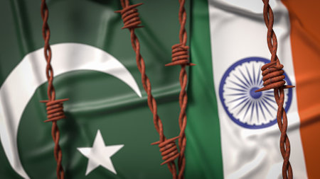 India and Pakistan flag  image 3d Rendering.の写真素材