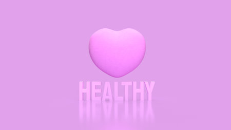 Healthy text and pink heart image 3d Rendering.の写真素材
