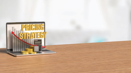 Pricing Strategy on notebook for marketing concept 3d Rendering.の写真素材
