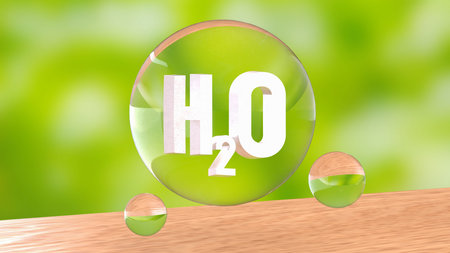 H2O in bubble for ECO concept 3d Rendering.