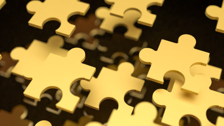Jigsaw business represents different parts of a company or strategy coming together like puzzle pieces to form a complete picture.の写真素材