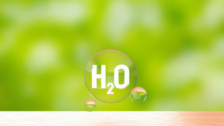 H2O in bubble for ECO concept 3d Rendering.