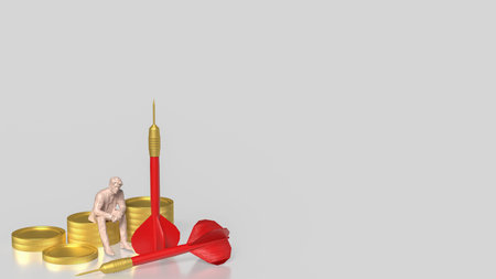 Red darts and coins on for Business concept.