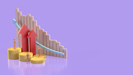 Arrow gold coins and chart for Business concept 3d rendering.の写真素材