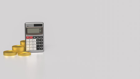 Calculator and coins for business concept 3d Rendering.の写真素材