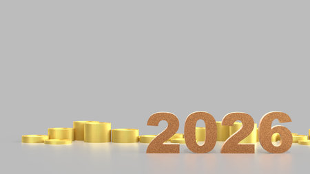 2026 Gold and coins for business concept 3d Rendering.