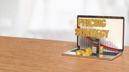 Pricing Strategy on notebook for marketing concept 3d Rendering.