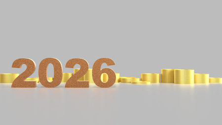 2026 Gold and coins for business concept 3d Rendering.の写真素材