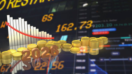 2026 Gold and coins for business concept 3d Rendering.