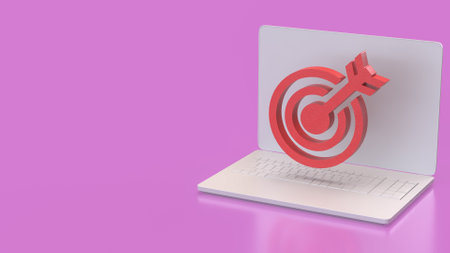 Blue eye Target on Laptop for Business concept 3d Rendering.の写真素材
