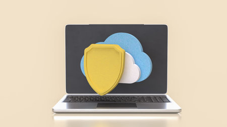 Shield and Cloud for Technology concept 3d Rendering.