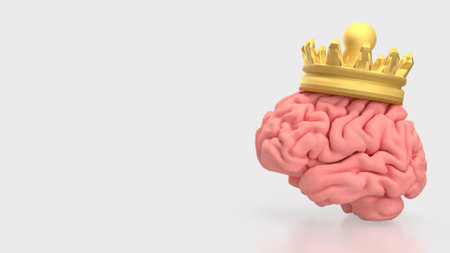 Brain and gold crown for sci or medicine concept 3d Rendering.の写真素材