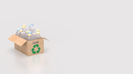 Plastic bottle in Paper Box for eco or recycle concept 3d Rendering.の写真素材