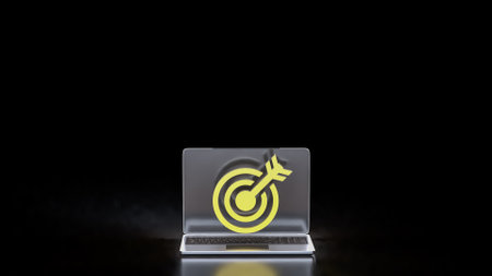 Blue eye Target on Laptop for Business concept 3d Rendering.の写真素材