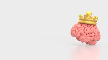 Brain and gold crown for sci or medicine concept 3d Rendering.の写真素材