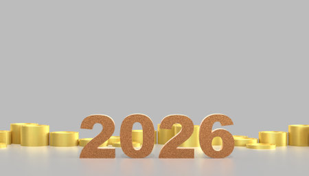 2026 Gold and coins for business concept 3d Rendering.の写真素材