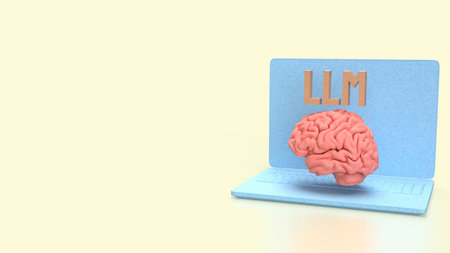 LLM and Brain for Technology concept 3d Rendering.