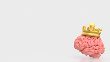 Brain and gold crown for sci or medicine concept 3d Rendering.の写真素材