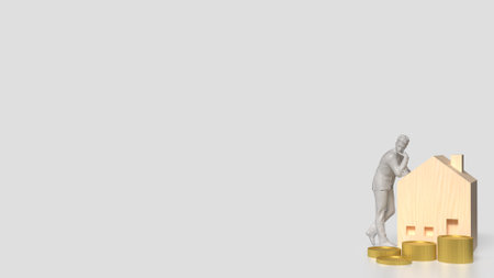 House and coins for Building or property concept 3d Rendering.の写真素材