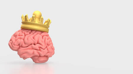 Brain and gold crown for sci or medicine concept 3d Rendering.の写真素材