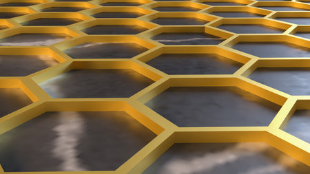 Gold Beehive and black marble for Abstract Background concept 3d Rendering.の写真素材