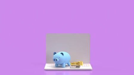 Piggy bank and coins for earn or Business concept 3d Rendering.
