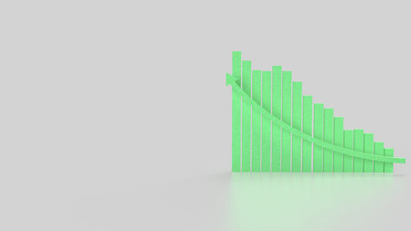 Green chart on white background 3d rendering.