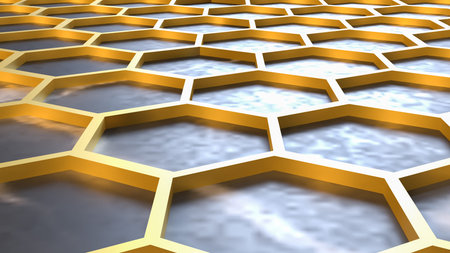 Gold Beehive and black marble for Abstract Background concept 3d Rendering.
