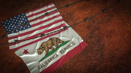 California and America flag for Crisis concept 3d Rendering.の写真素材