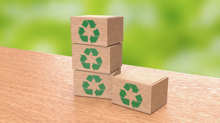 Recycle symbol on Box for eco concept 3d Rendering.