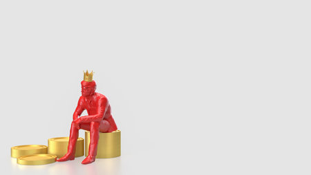 Man siting on coins for Business concept 3d Rendering.の写真素材