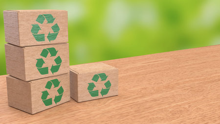 Recycle symbol on Box for eco concept 3d Rendering.