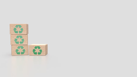 Recycle symbol on Box for eco concept 3d Rendering.