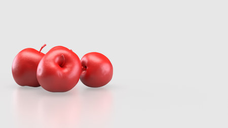 Red Apple on white Background for Health concept 3d Rendering.の写真素材