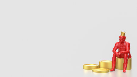 Man siting on coins for Business concept 3d Rendering.の写真素材